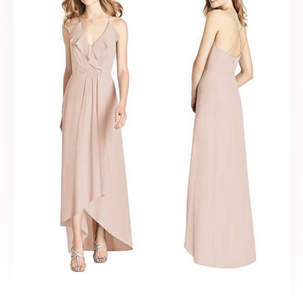 Jenny Packham - Ruffled Wrap Chiffon High Low Maxi Dress - NWT Size 10 in Camo